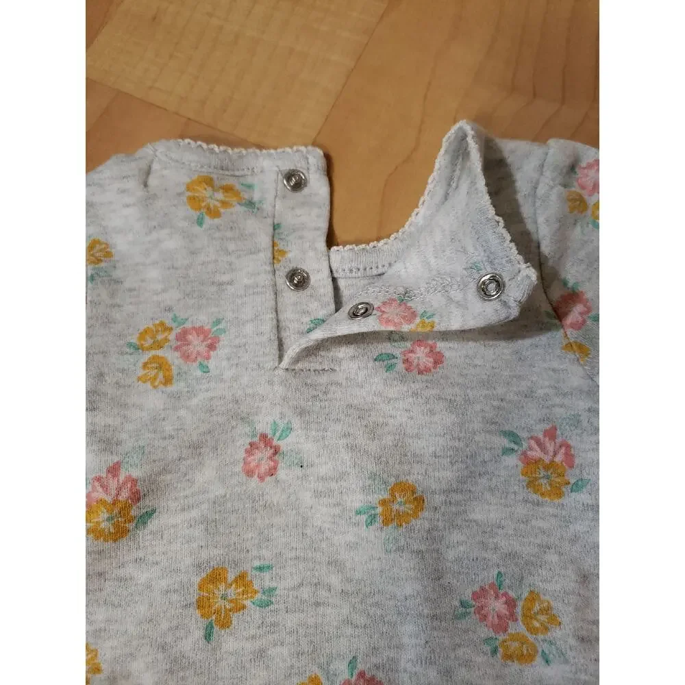 NWT Rabbit + Bear Organic Baby Girl Outfit Set Floral Top Yellow Pants 0-3M
